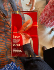 closeup of Luxe Red award